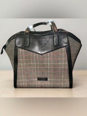BCBGeneration Aubry Tote Houndstooth Vegan Leather Glen Plaid Handbag Purse